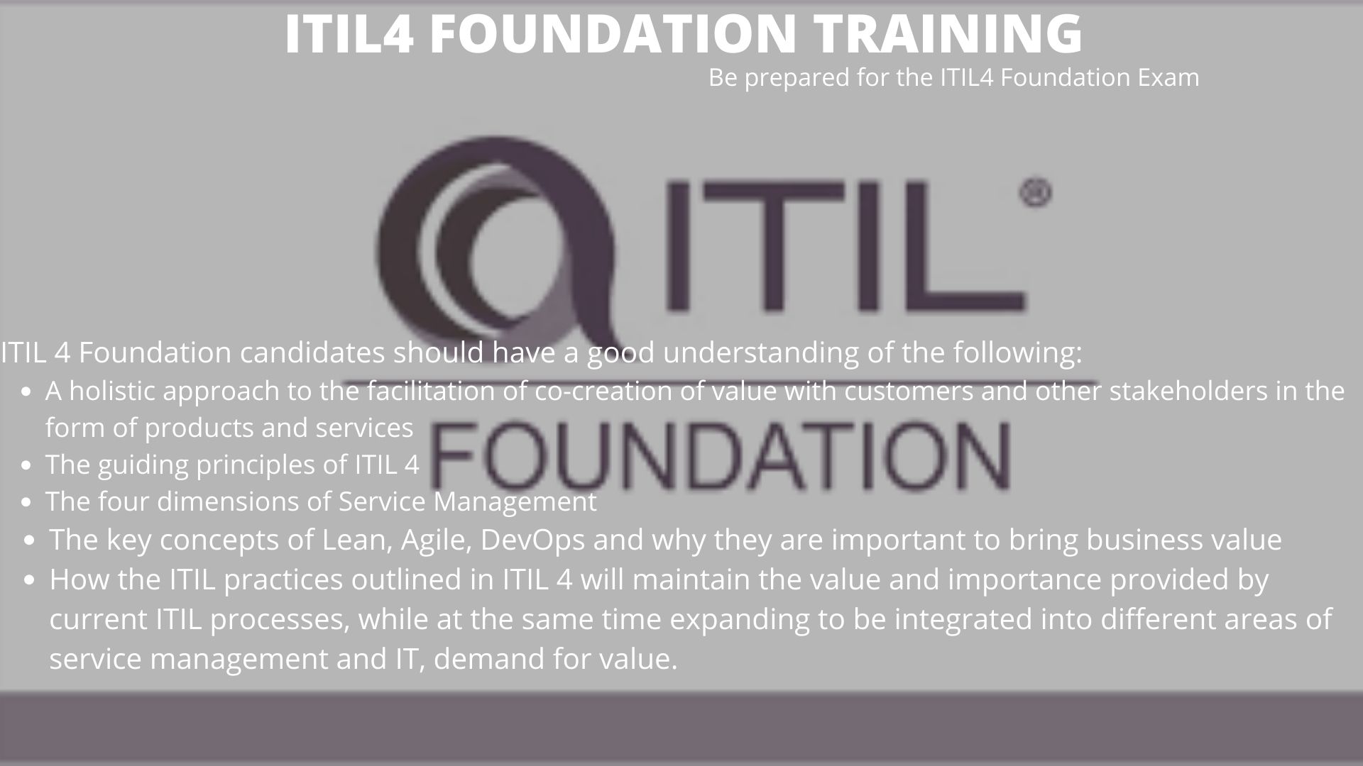 ITIL4 Foundation Training